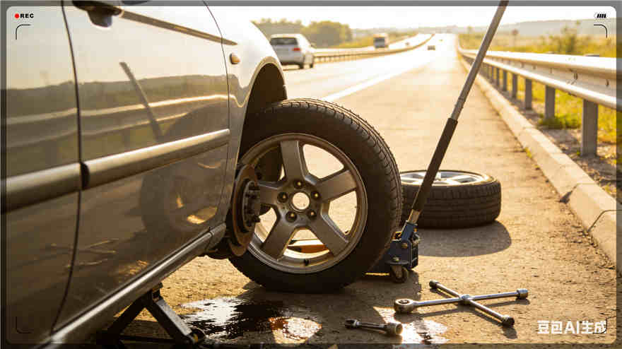 清水河高速公路扎胎-汽车流动补胎