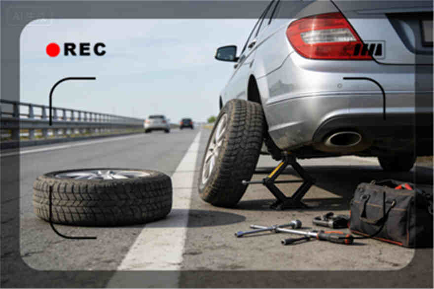 清水河高速公路爆胎-汽车换轮胎